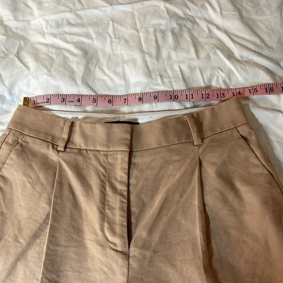 Ann Taylor Linen Blend Tan Wide Leg Trousers 4P - Picture 6 of 12